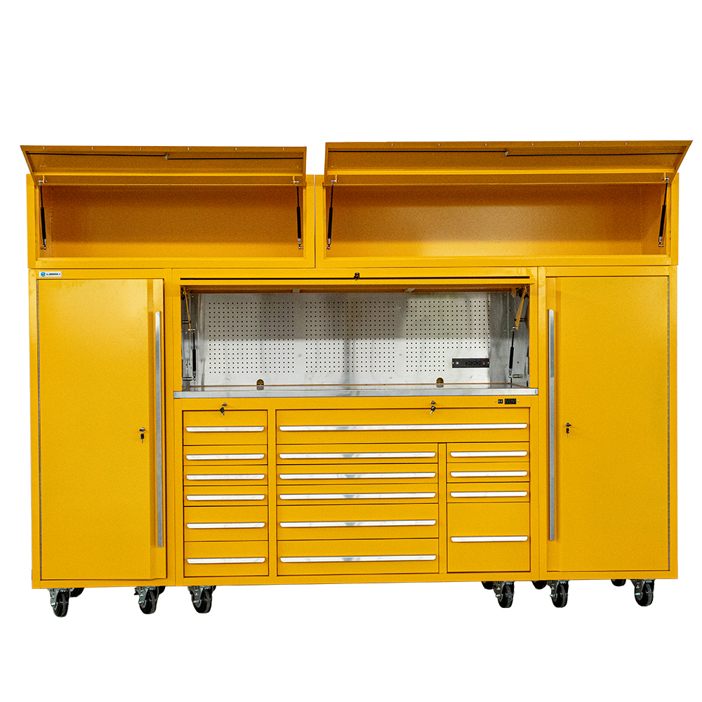 Workshop Tools Table - 16 Drawer Metal Tool Cabinet Workbench