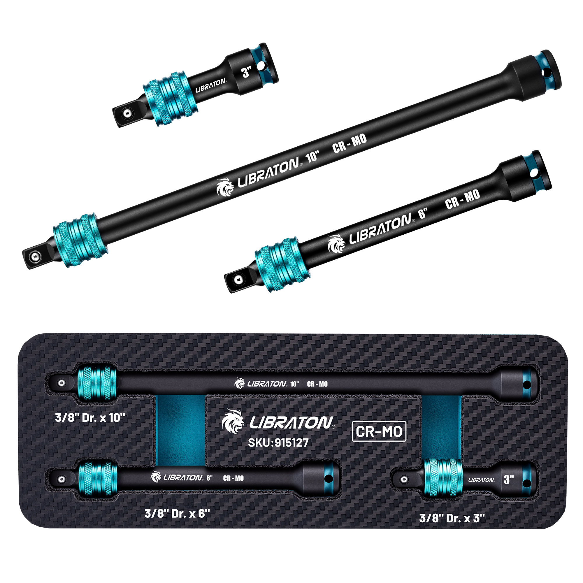 Tools & Workshop Equipment - LIBRATON 3PCS Locking Impact Extension Bar