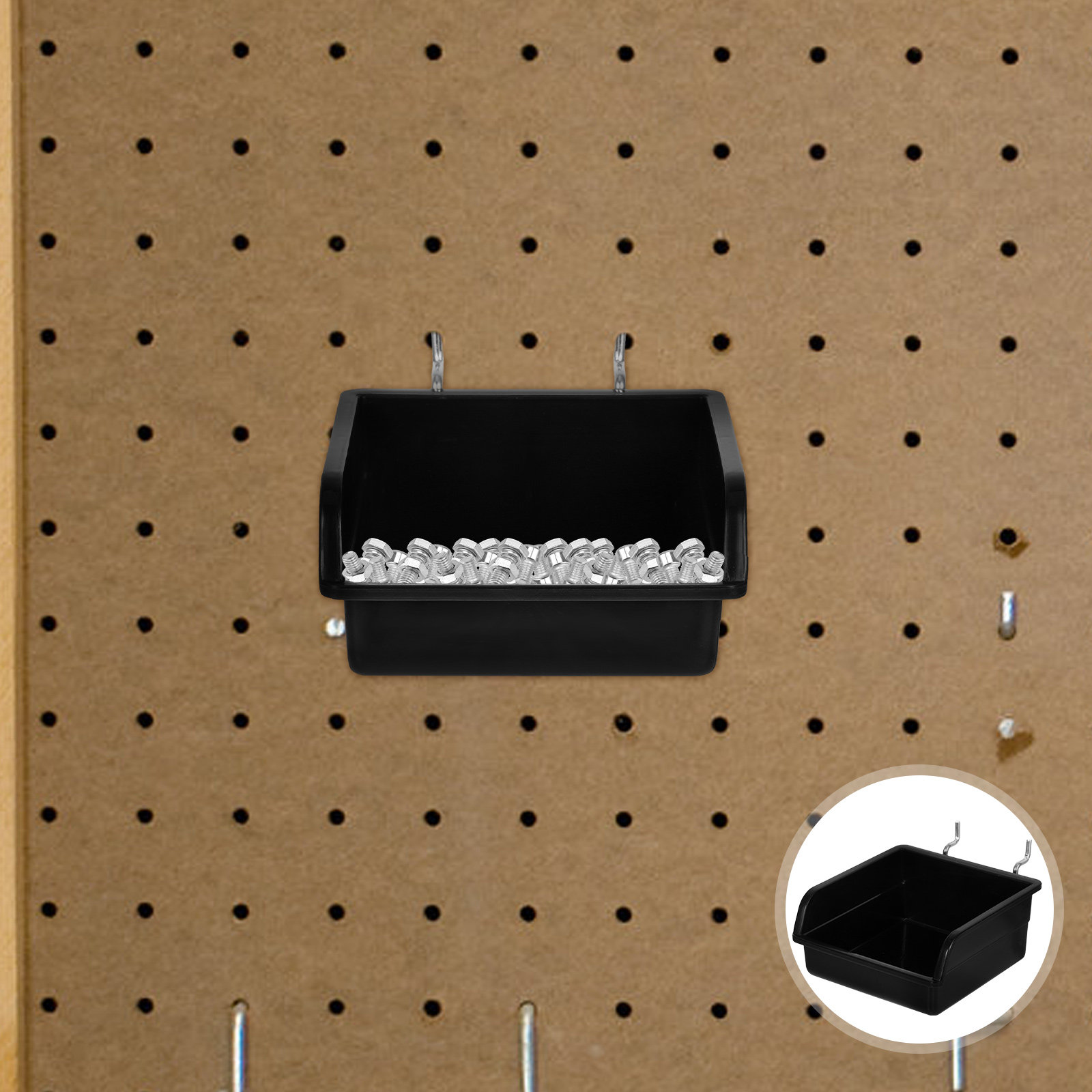 Workshop Tools Board - 6 set Pegboard Bins Plastic Storage