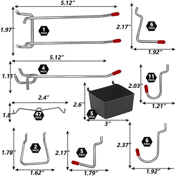 114 Pcs Pegboard Hooks Set Met - đánh giá và giá Workshop Tools Board